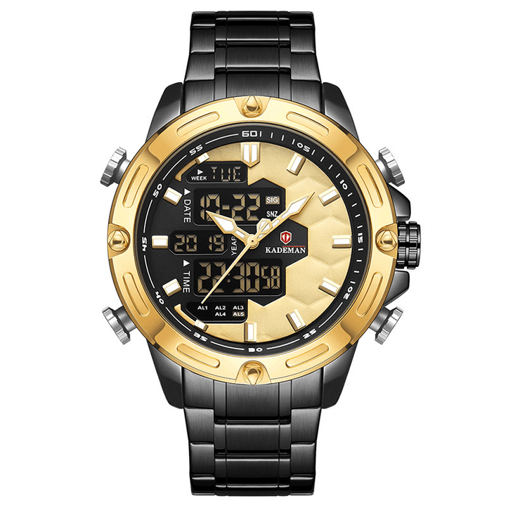 KADEMAN K9070 Casual Men Digital Watch Waterproof Week Year Display LED Dual Display Watch - Trendha