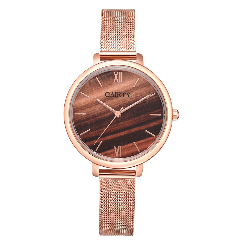 GAIETY G574 Colorful Rose Gold Steel Band Ladies Wrist Watch Ultra Thin Quartz Watch - Trendha