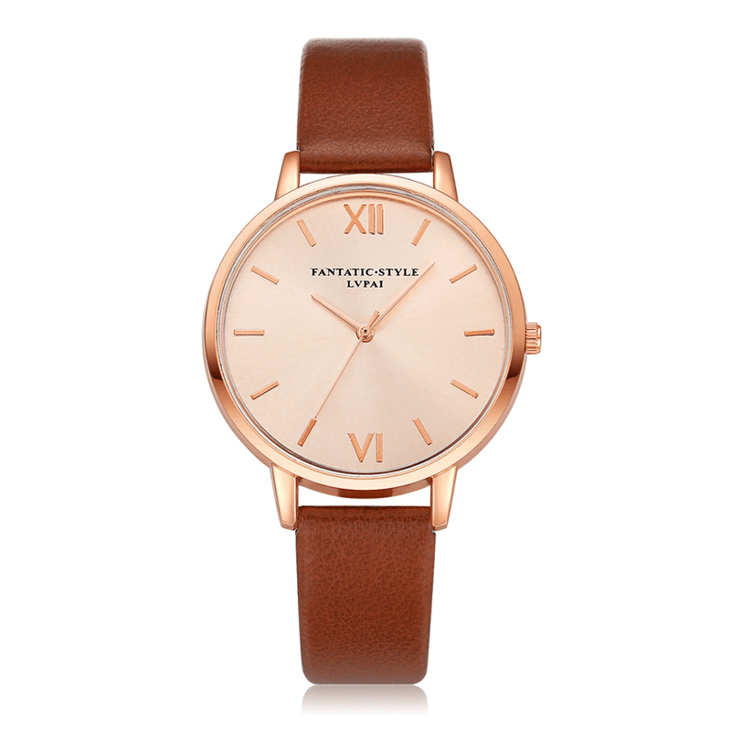 Casual Style PU Leather Strap Cloc Kladies Wrist Watch Quartz Watch - Trendha
