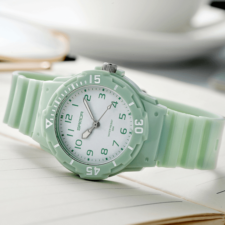 SANDA 6011 Fresh Color Silicone Strap Ultra Light-Weight Women Quartz Watch - Trendha