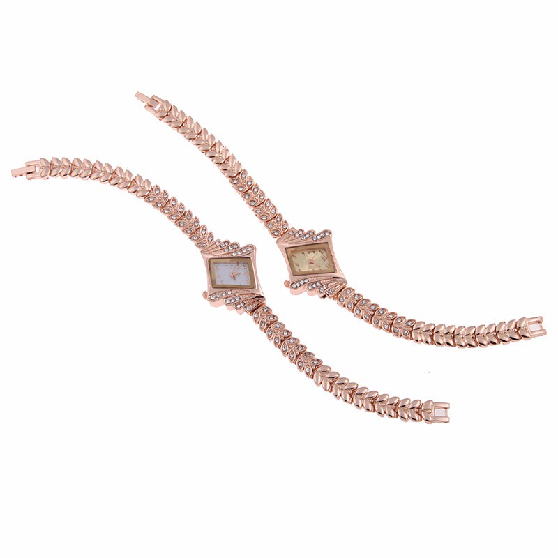 Fashion Ladies Dress Watch the Diamond Shape Crystal Leaf Women Bracelet Quartz Watch - Trendha