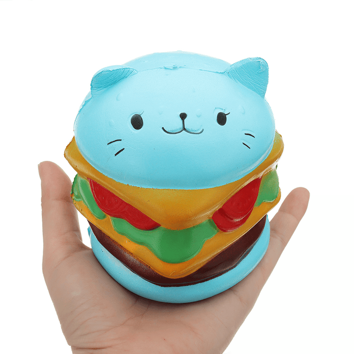 Burger Cat Squishy 10.5*9.5 CM Slow Rising Collection Gift Soft Fun Animal Toy - Trendha