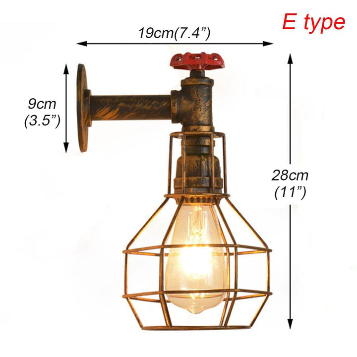 E27 Vintage Industrial Iron Water Pipe Wall Light Steampunk Sconce Light Fixture - Trendha