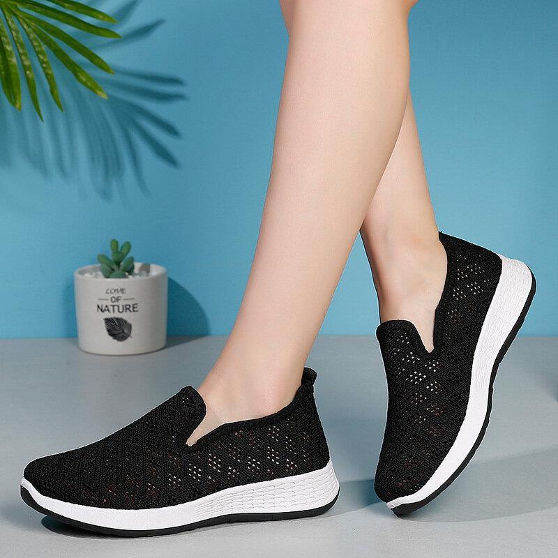 Women Hollow Out Mesh Lazy Slip On Walking Shoes - Trendha