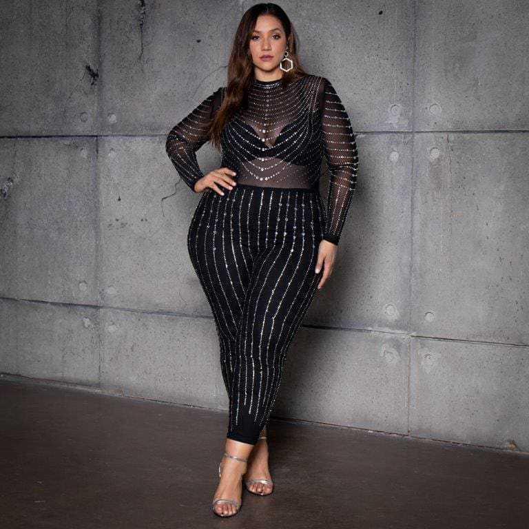New High-stretch Mesh See-through Tight Jumpsuit Women - Trendha