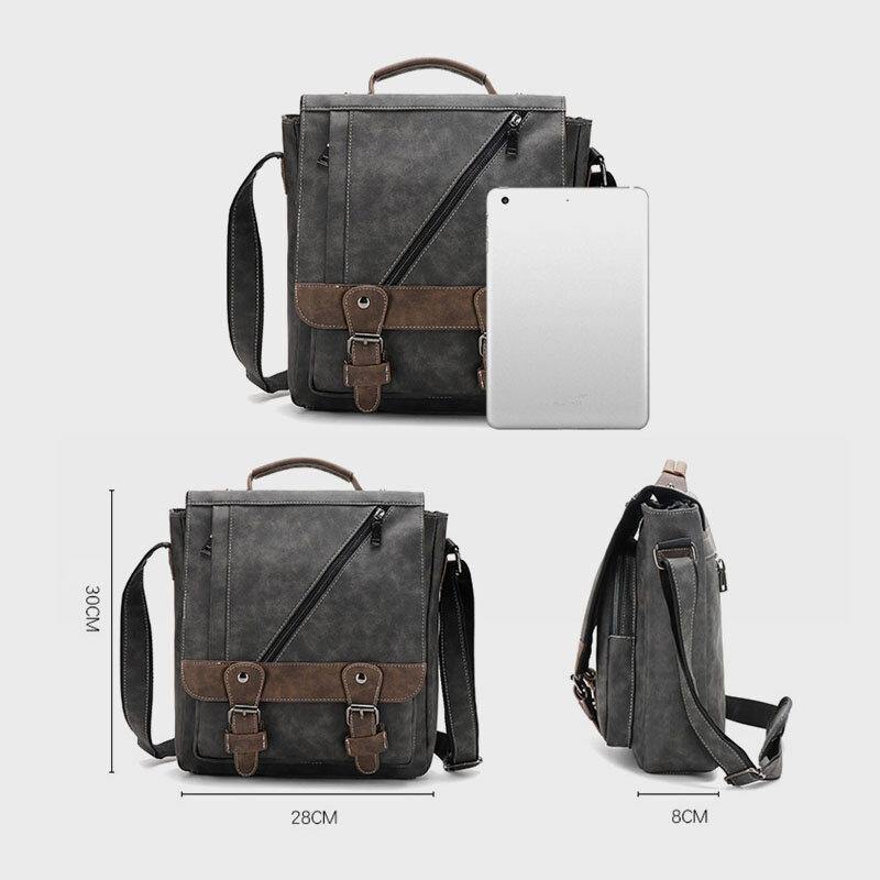 Men PU Leather Large Capacity Vintage Casual Waterproof Breathable Crossbody Bags Shoulder Bags Handbag - Trendha