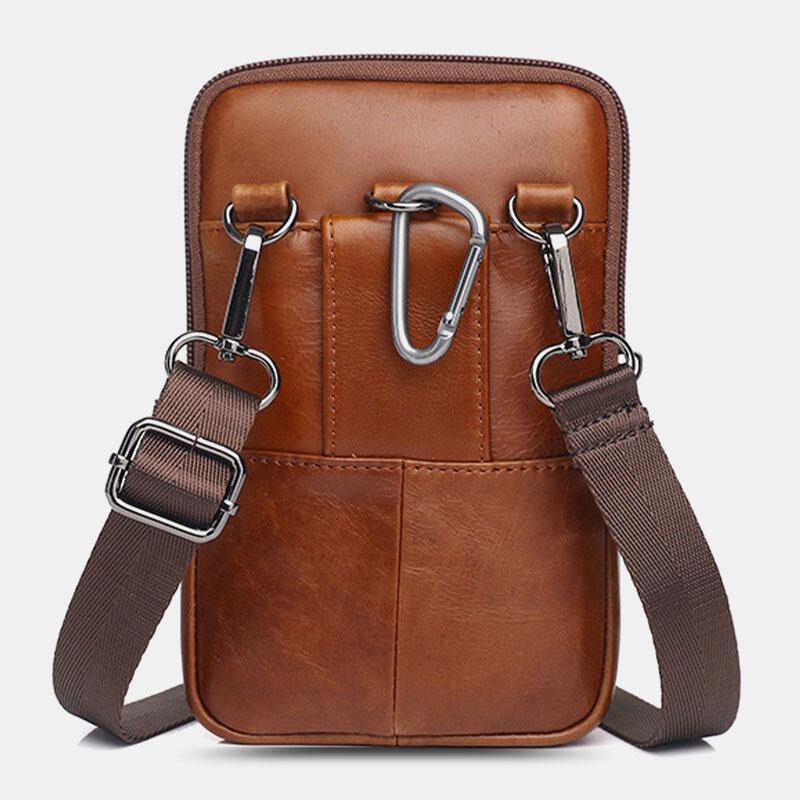 Men Genuine Leather Vintage Multi-card Slot 6.5 Inch Mini Phone Bag Crossbody Bag Waist Bag Cowhide Bag - Trendha