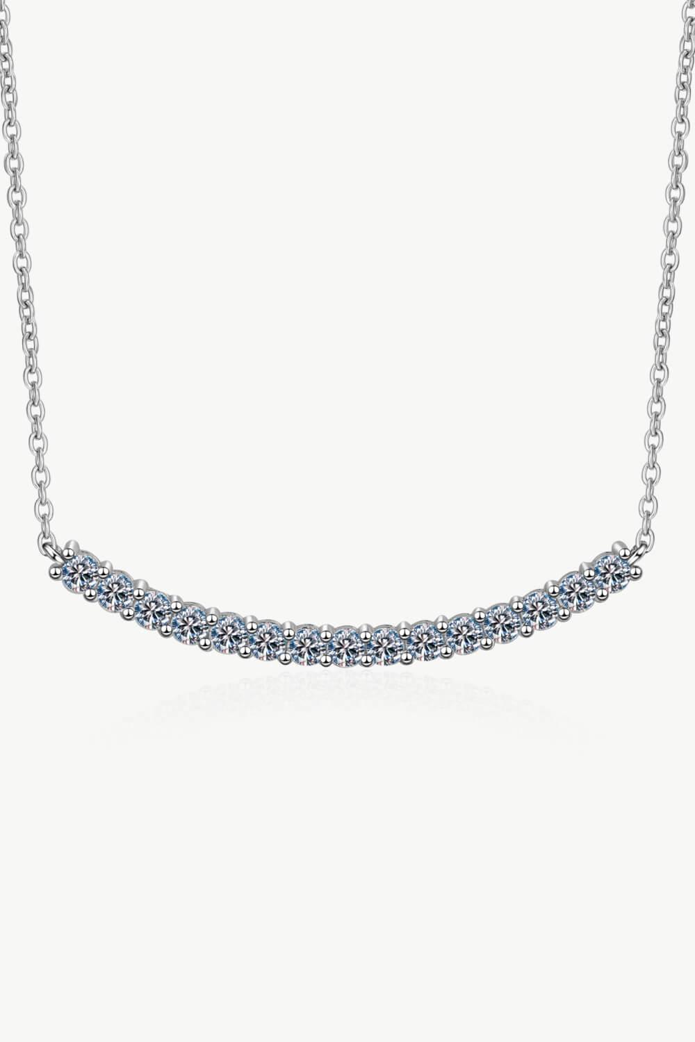 Sterling Silver Curved Bar Necklace - Trendha