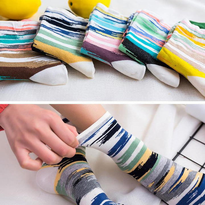 Cotton Striped Athletic Socks Outdoor Good Elastic Tube Sock - Trendha