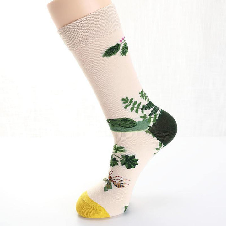Men Dove Tulips Birds and Flowers Illustration Fashion Socks - Trendha