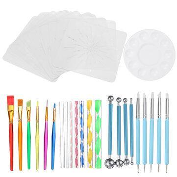 40Pcs Mandala Dotting Tools Set Rock Painting Kit Nail Art Pen Paint Stencil - Trendha