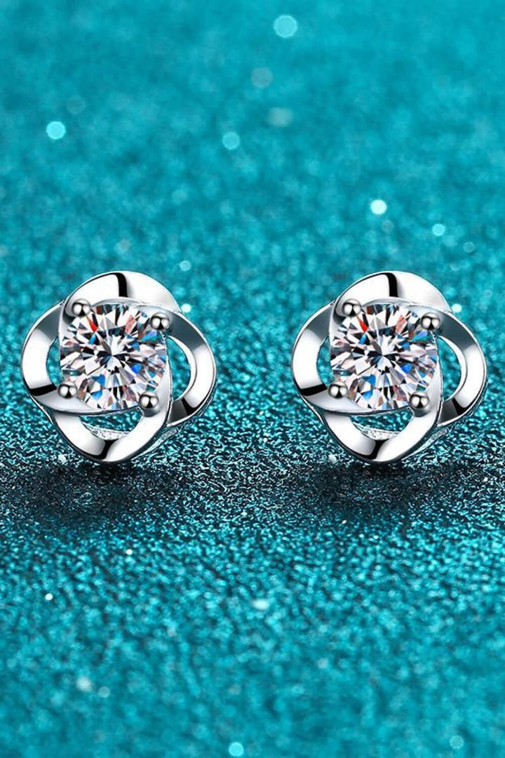 It's Your Day Moissanite Rhodium-Plated Stud Earrings - Trendha