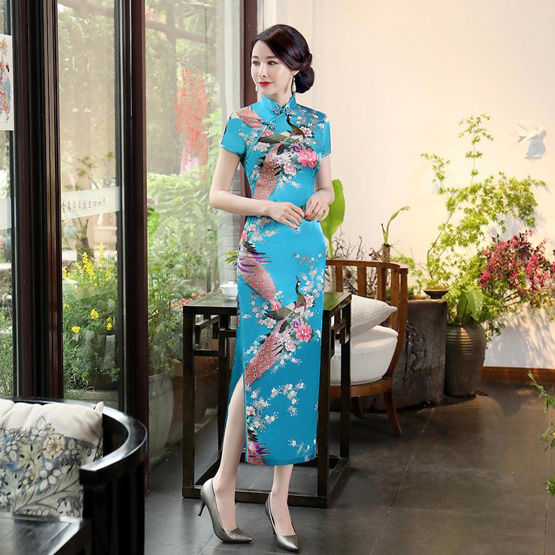 Chinese style spring and summer improved cheongsam dress long - Trendha