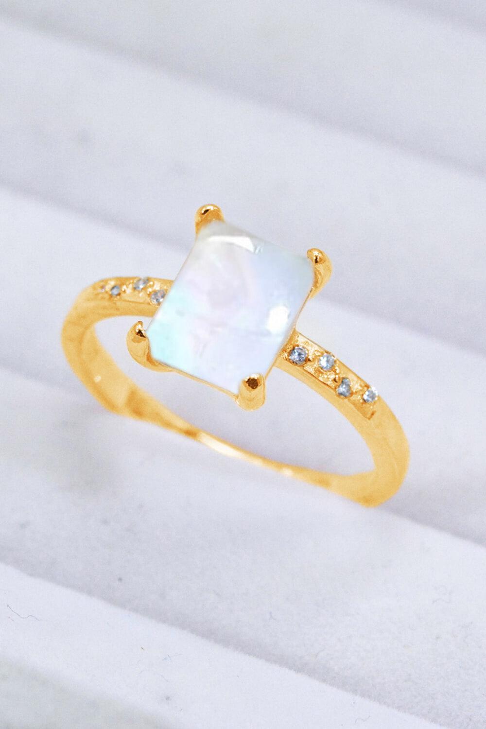 Square Moonstone Ring - Trendha