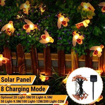 5M/6.5M/9.5M/12M/22M LED Solar Powered Bee String Light Outdoor Party Fairy Lamp Patio Garden Yard Decor - Trendha
