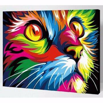 Multicolor Cat Oil Painting Set By Number Kit DIY Pigment Painting Art Hand Craft Tool - Trendha