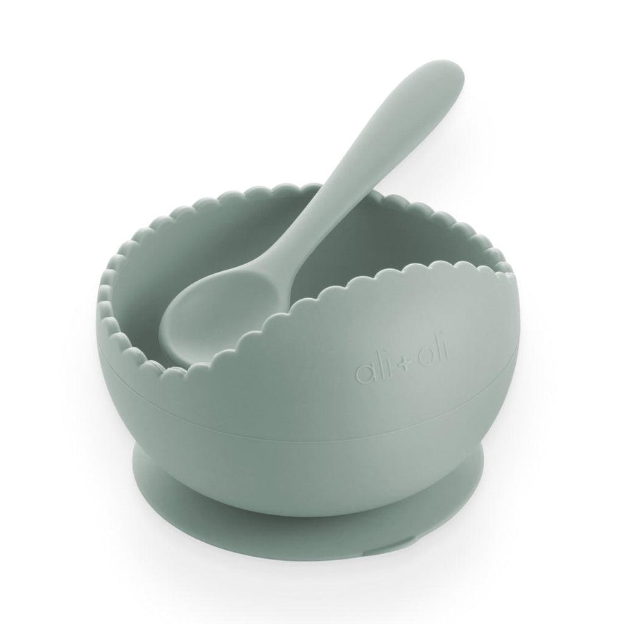 Mint Wavy Suction Bowl & Spoon Set - Trendha