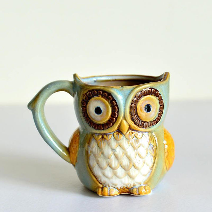 Creative Colorful Ceramic Crafts Owl Shaped Cup Drinking Water Cup Ceramic Cup - Trendha