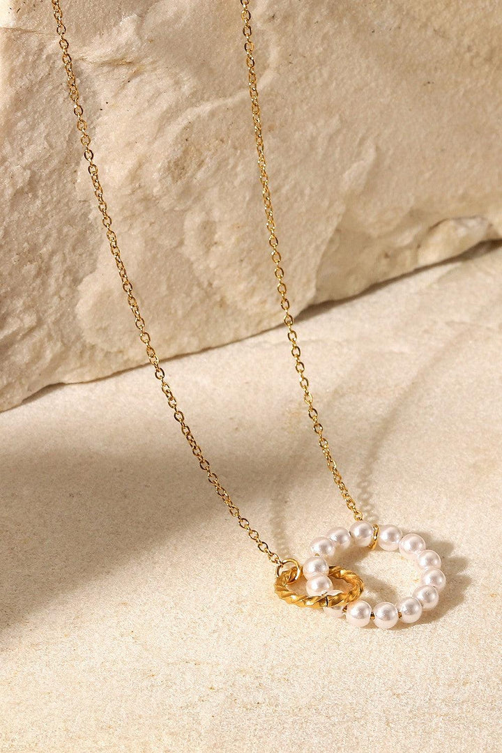 Pearl Hoop Link Pendant Necklace - Trendha