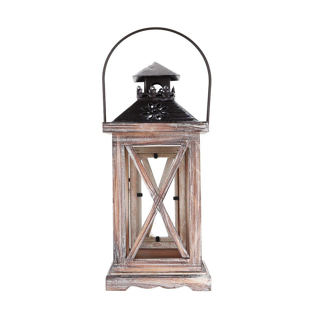 Vintage Tea Light Wooden Candle Holder Moroccan Hanging Iron Lantern Home Decor - Trendha