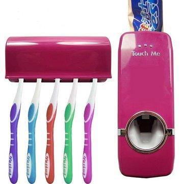 Honana BX-421 Wall Mounted Automatic Toothpaste Dispenser With Five Toothbrush Holder Set Bathroom - Trendha