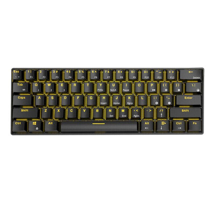 Royal Kludge RK61 Mechanical Keyboard bluetooth Wired Dual Mode 60% Golden / Ice Blue Backlit Gaming Keyboard - Trendha