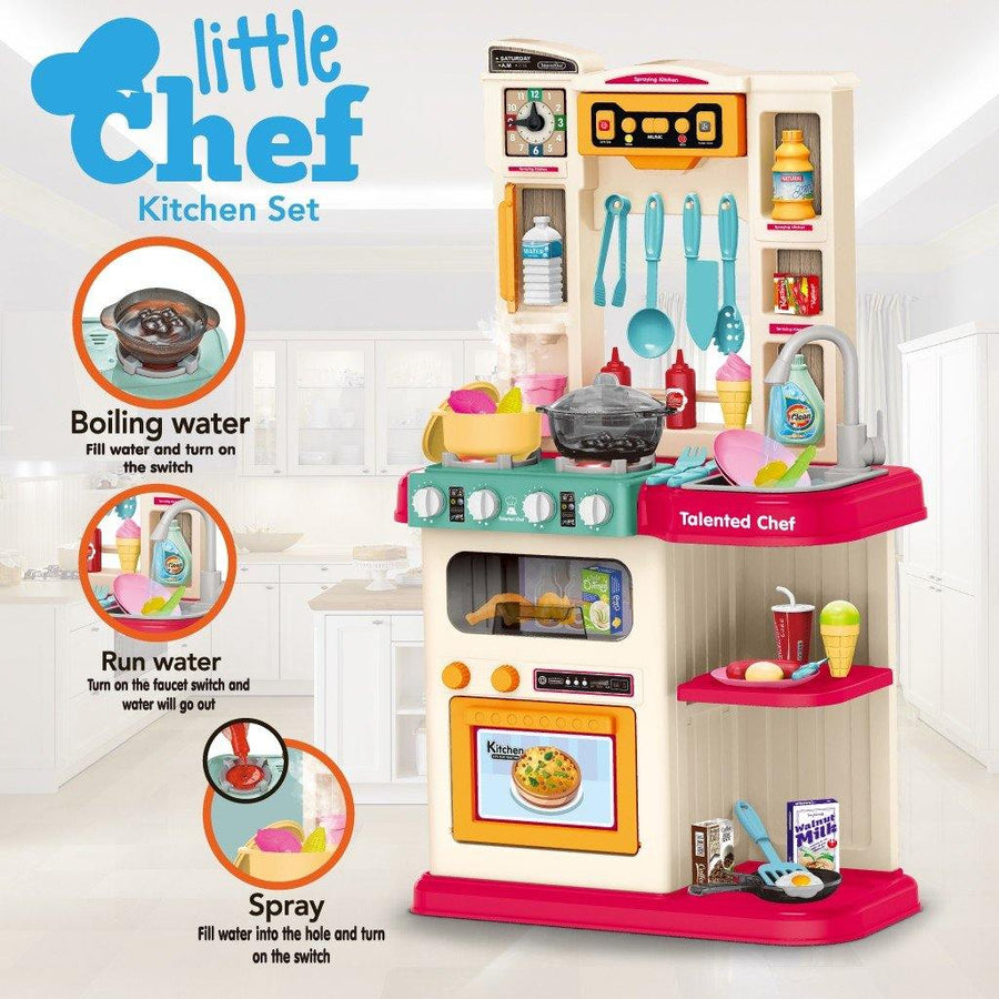 Role Play Kids Kitchen Playset With Real Cooking Spray And Water Boiling Sounds - Trendha
