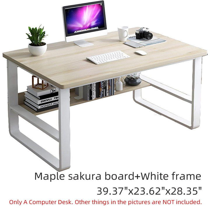 Standing Computer Desk Simple and Modern Writing Desk Dormitory Desk with Storage Board for Student - Trendha