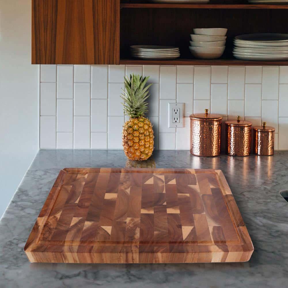 Acacia Wood Chopping Board with Juice Groove - Trendha