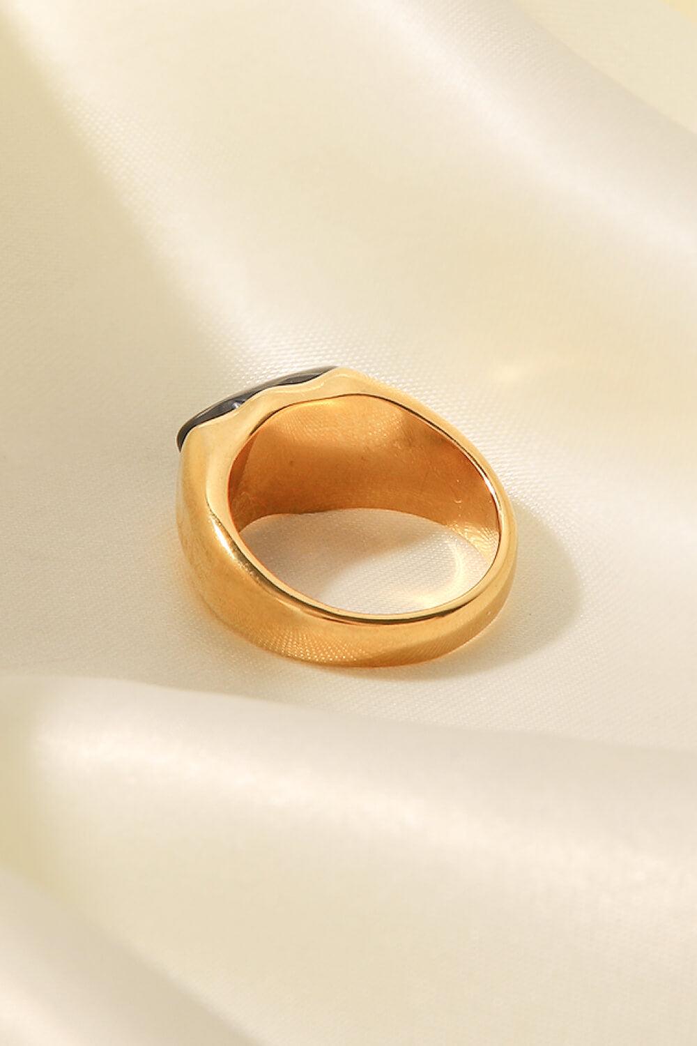 Inlaid Natural Stone Stainless Steel Ring - Trendha