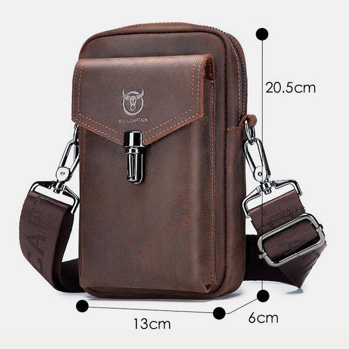Men Genuine Leather Large Capacity Vintage 6.5 Inch Phone Bag Waist Bag Shoulder Bag Crossbody Bag - Trendha
