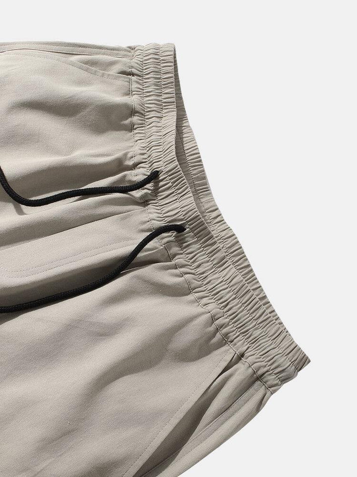Mens Solid Color Snap Patch Pocket 100% Cotton Jogger Pants - Trendha