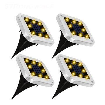 4PCS Solar Powered LED Lawn Light Square Buried Inground Recessed Lamp for Garden Outdoor Deck Path - Trendha