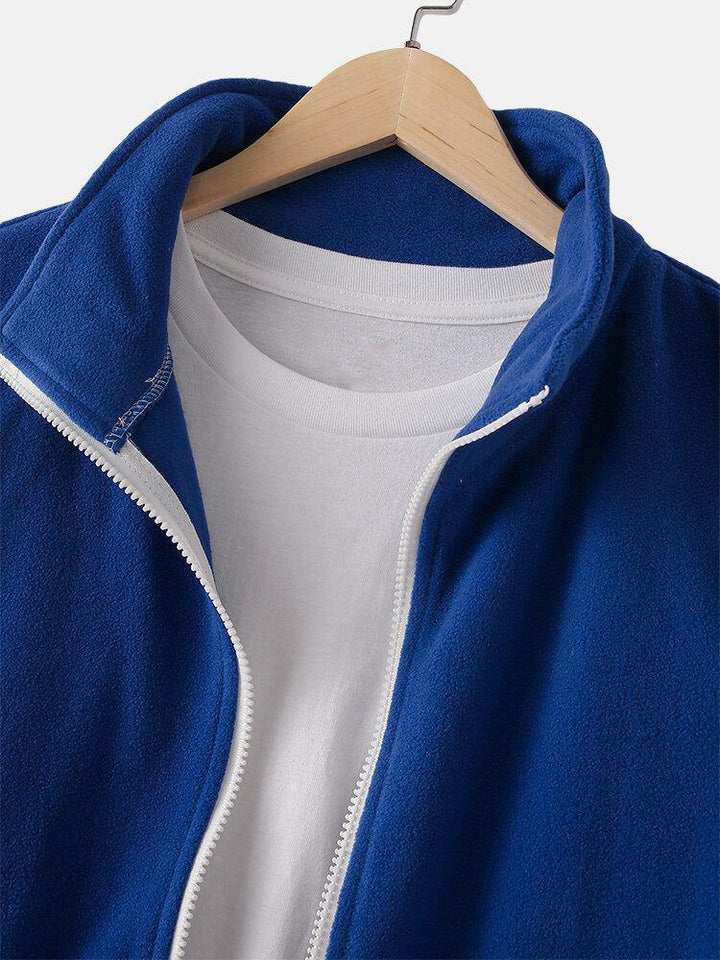 Mens Solid Color Patchwork Zip-Up Pocket Sleeveless Vest - Trendha