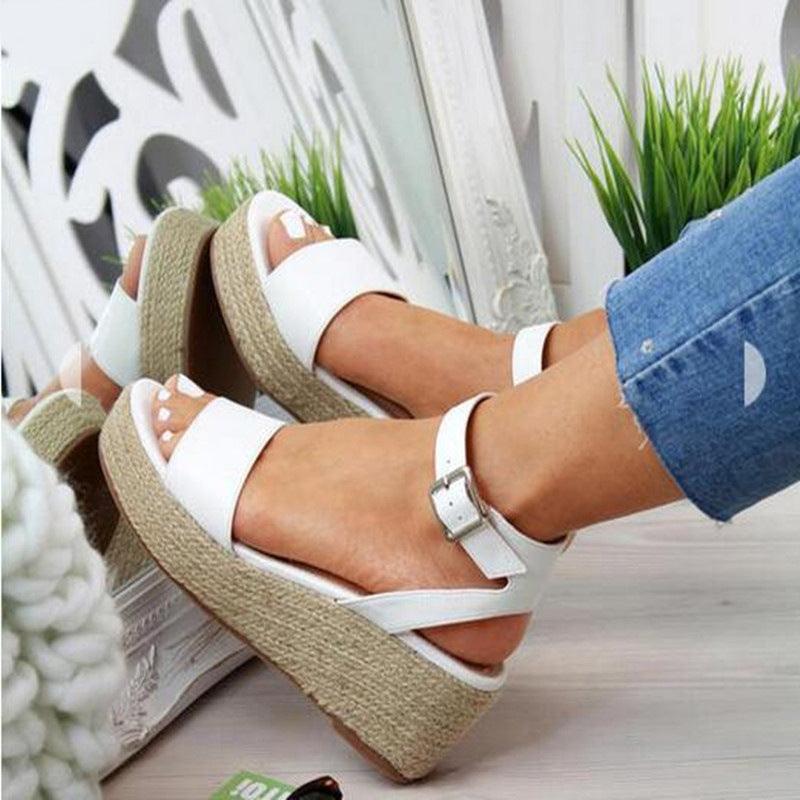 Wedge Sandals For Women Hemp Rope Sole Platform Shoes - Trendha