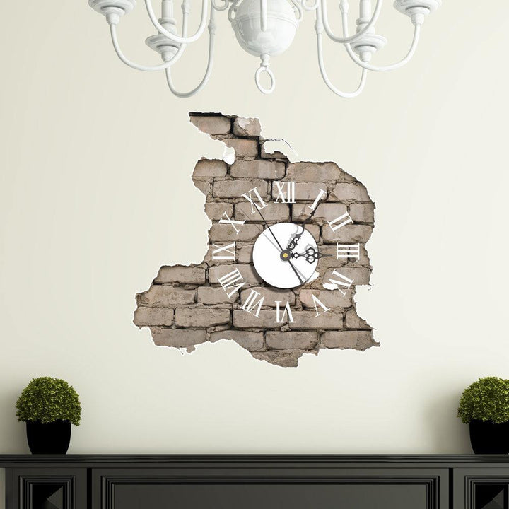 PAG STICKER 3D Wall Clock Decals Breaking Cracking Wall Sticker Home Wall Decor Gift - Trendha