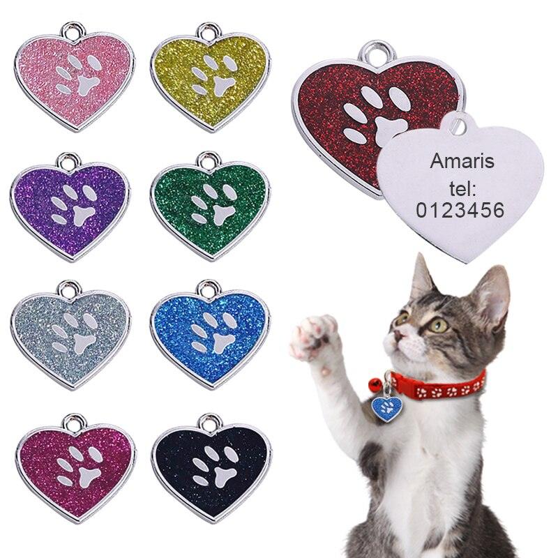 Customized Glittering Cat ID Tag - Trendha