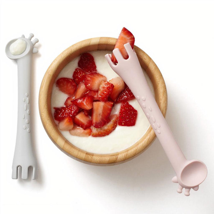 Soft Grey & Pink Fork & Spoon Set - Trendha