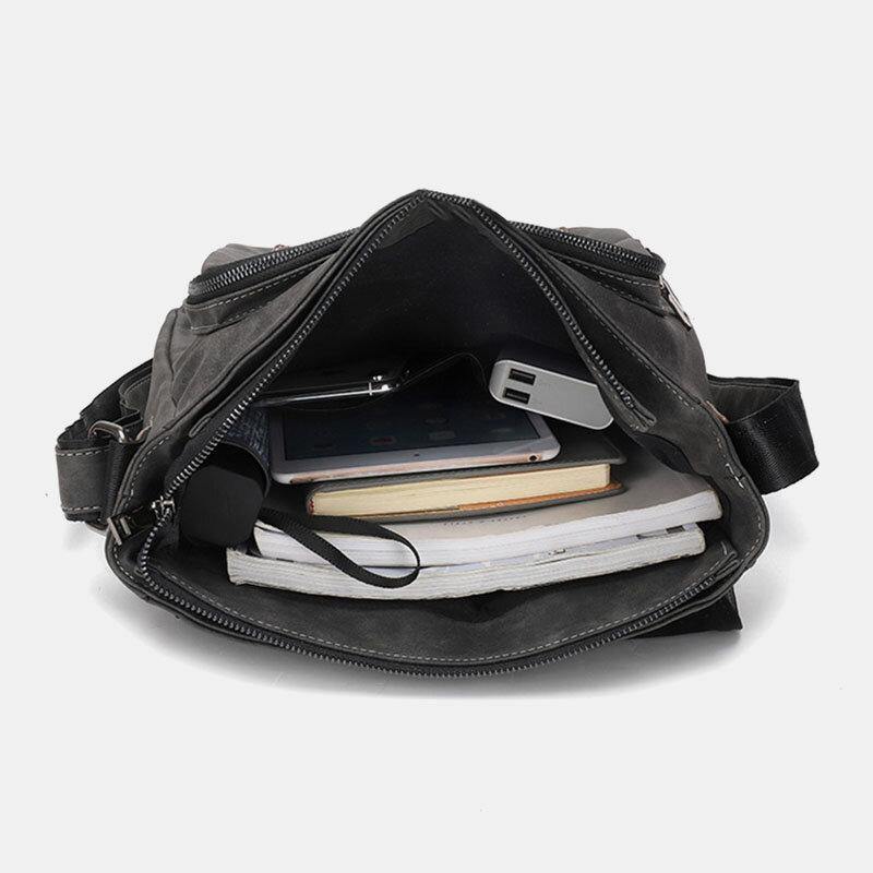 Men PU Leather Large Capacity Vintage Casual Waterproof Breathable Crossbody Bags Shoulder Bags Handbag - Trendha