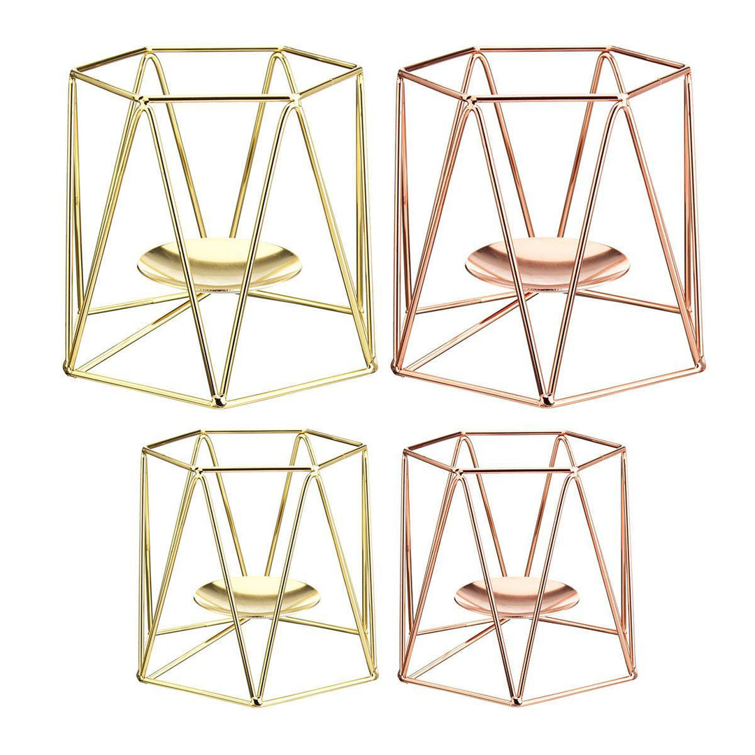 Metal Candle Holders Geometric Hexagon Candle Holder Wedding Home Decor Tabletop Lantern - Trendha