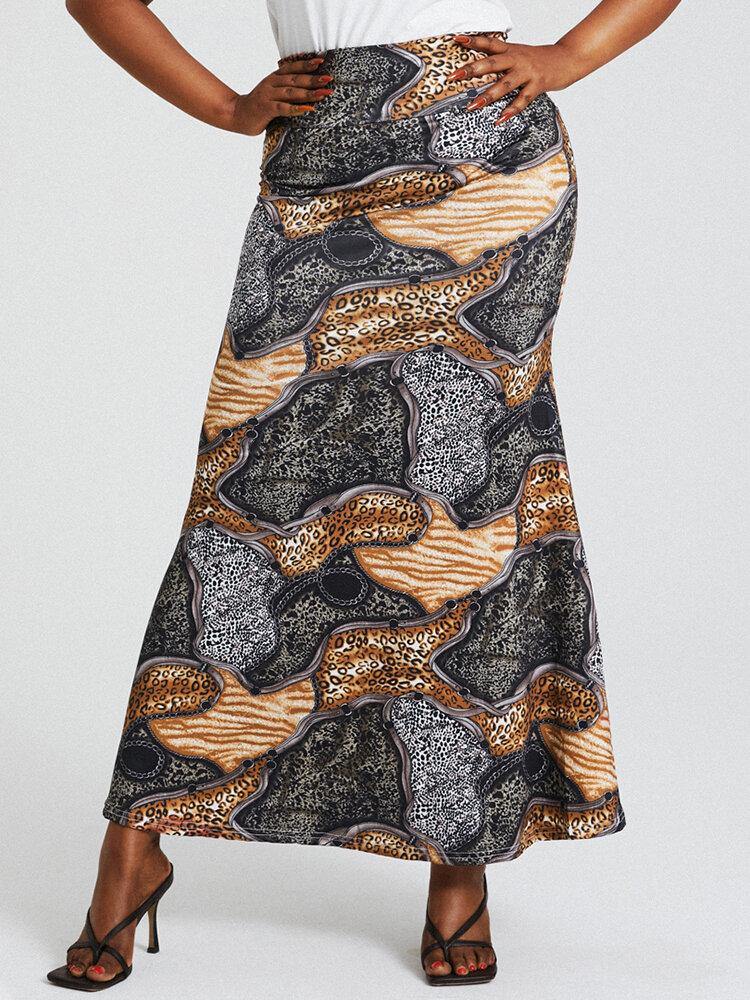 Bohemia Ethnic Print High Waist Bodycon Vintage Long Skirt - Trendha
