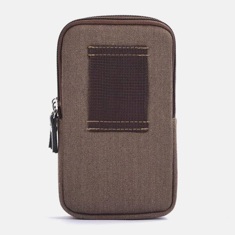 Men Canvas Multi-pocket Outdoor Sports 6.3 Inch Phone Bag Waist Bag Sling Bag - Trendha