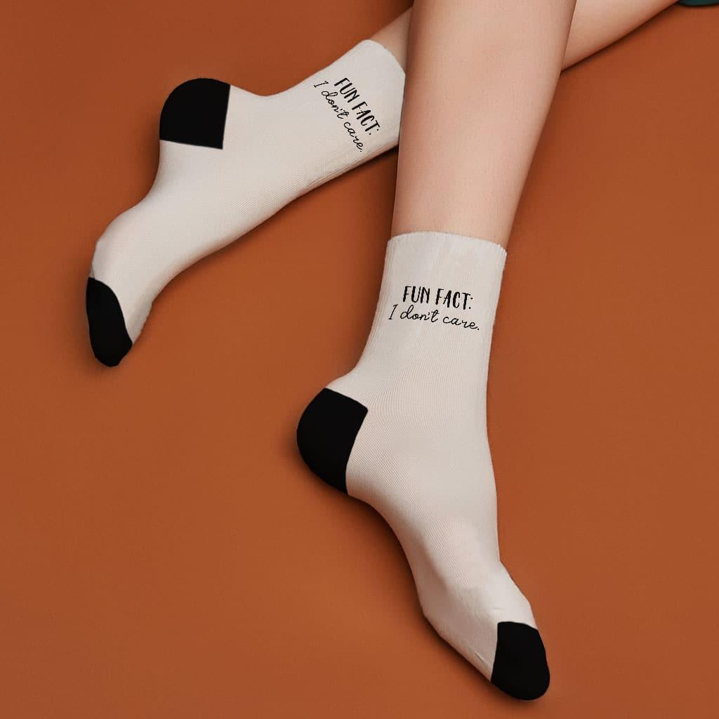 Fun Fact I Don't Care Socks - Cool Novelty Socks - Trendy Crew Socks - Trendha