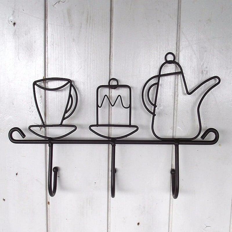 Kettle and Cup Shaped Iron Kitchen Wall Hanger - Trendha