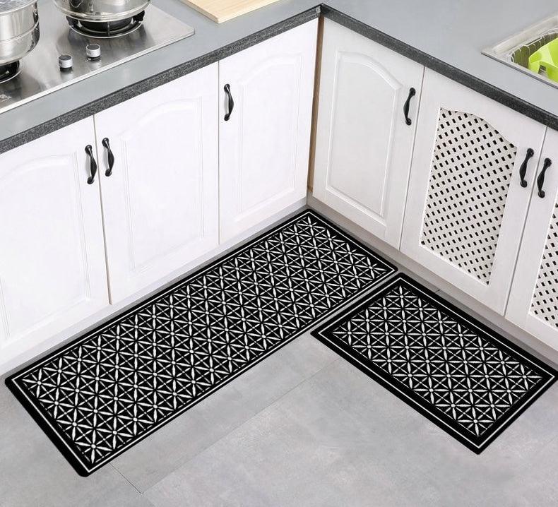 Monochrome Geometric Pattern Kitchen Mat - Trendha