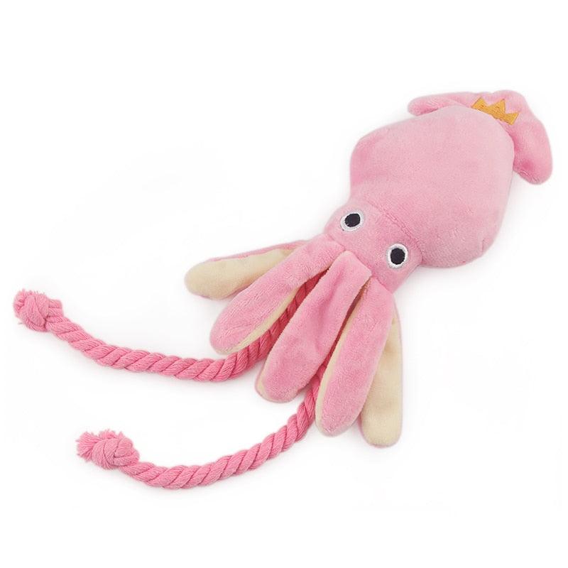 Plush Pink Squid Dog Toy - Trendha