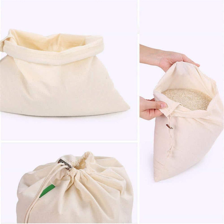 Reusable Cotton Drawstring Storage Bag 3 Pcs Set - Trendha