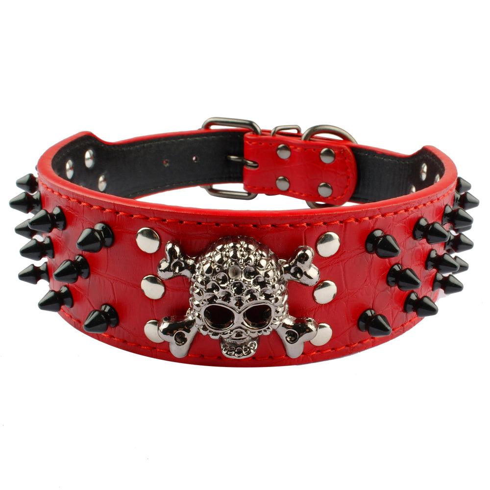Skull Embellished Leather Collar - Trendha