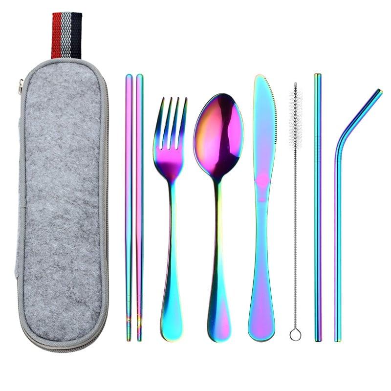 Stainless Steel Dinnerware 8 pcs Set with Portable Bag - Trendha